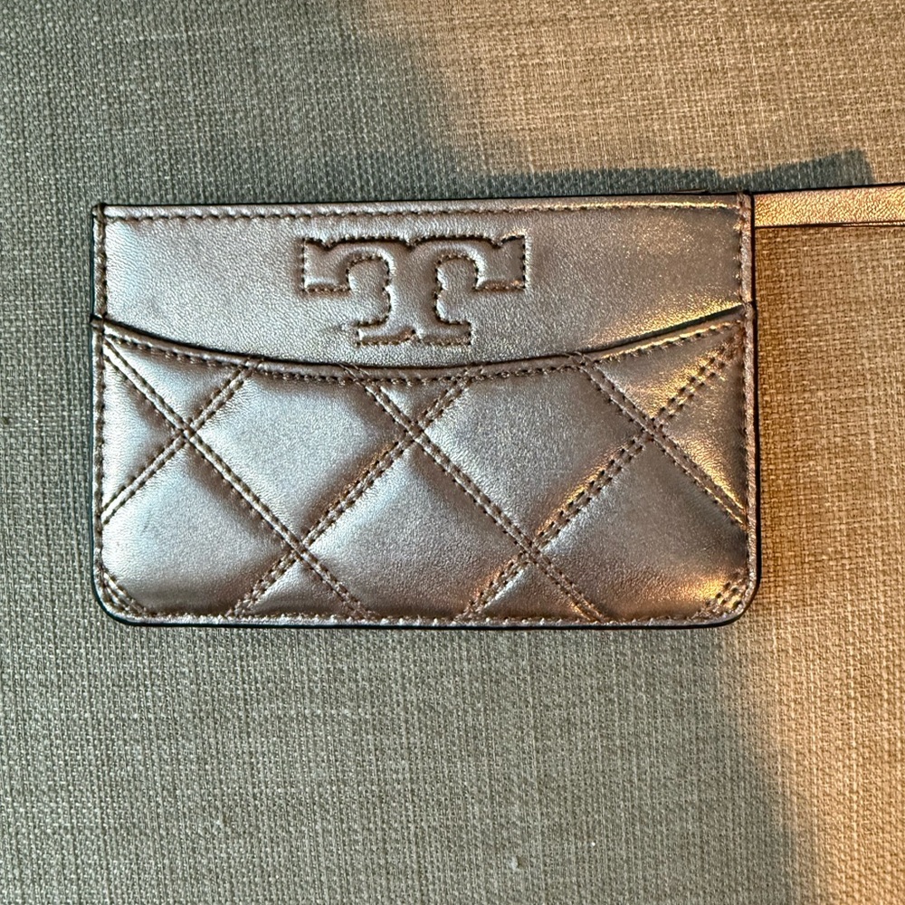 Tory Burch Metallic Card Holder with Embossed Logo